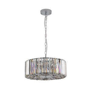 English Elm 17" Modern Crystal Drum Pendant Chandelier with Chrome Finish, Adjustable 39" Chain, K9 Crystals, E26 x4 Elegance W1340120171