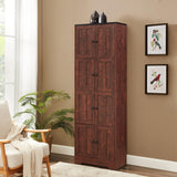 Hearth and Haven Vent Tall Storage Cabinet with 8 Doors and 4 Shelves, Walnut W1693111252