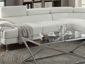 English Elm Living Room Furniture Sectional Sofa Set - Modern White Faux Leather With Adjustable Headrests & Chaise B011S00540