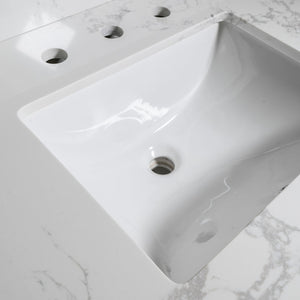 English Elm Montary Carrara White Marble Engineered Stone Vanity Top With Rectangular Sink & Backsplash, 43X22 W50921982