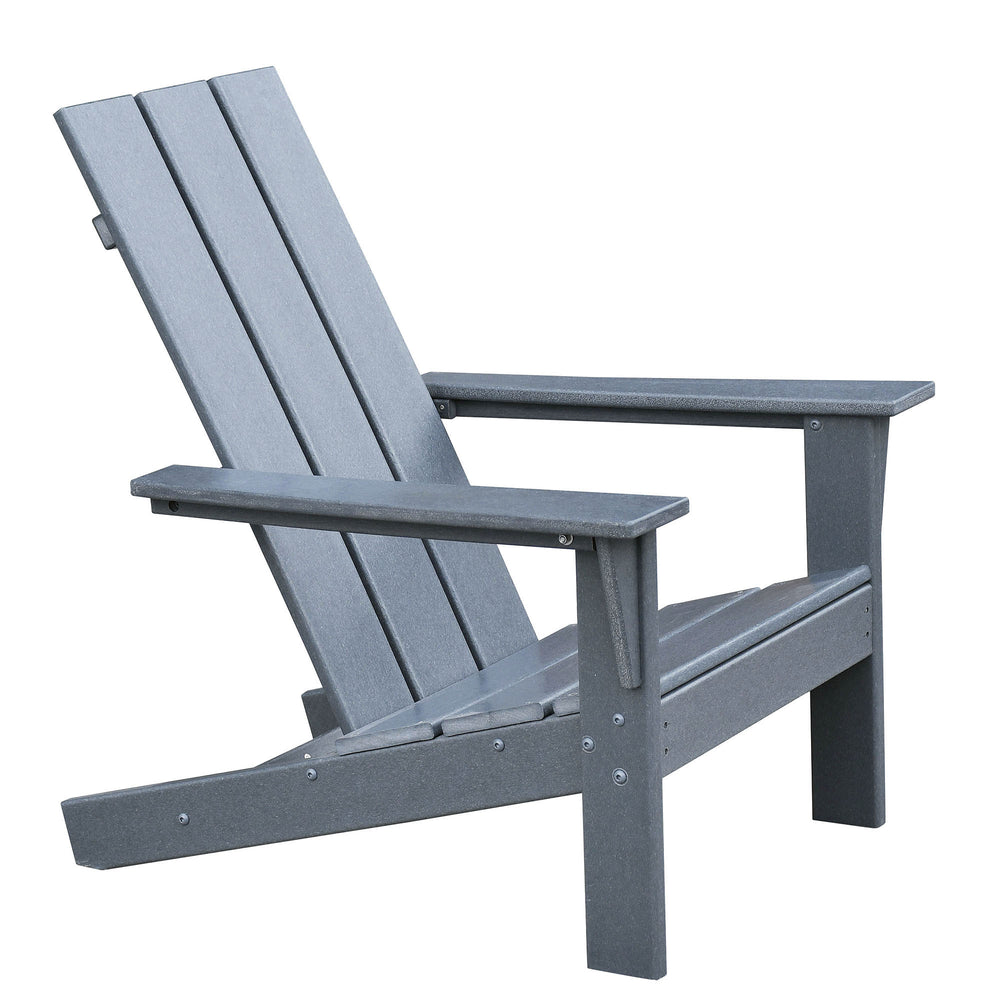 English Elm Outdoor Adirondack Chair Dark Grey HDPE All-Weather Fire Pit Seat — Ergonomic Deep Comfort, Durable UV-Resistant Woodlook Finish W1889140912