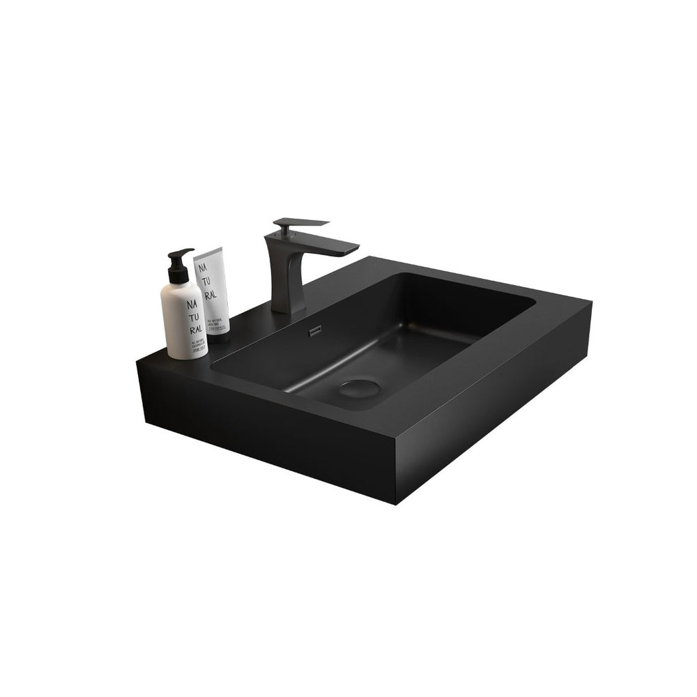 English Elm Bb02-24-109, Matte Black Quartz Sand Integrated Vanity Basin Architectural Bathroom Sink W1865P321773