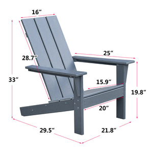 English Elm Outdoor Adirondack Chair Dark Grey HDPE All-Weather Fire Pit Seat — Ergonomic Deep Comfort, Durable UV-Resistant Woodlook Finish W1889140912