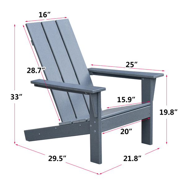 English Elm Outdoor Adirondack Chair Dark Grey HDPE All-Weather Fire Pit Seat — Ergonomic Deep Comfort, Durable UV-Resistant Woodlook Finish W1889140912