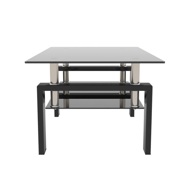 English Elm Rectangle Two Tier Tempered Glass Coffee Table Modern Iron Frame Living Room Accent W241P367360