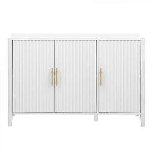 English Elm U-style Wavy Door Sideboard Painted Mdf Body Pine Legs Three Compartment Storage Cabinet N711P390208K