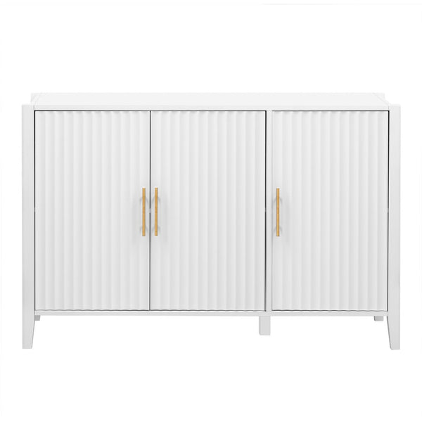 English Elm U-style Wavy Door Sideboard Painted Mdf Body Pine Legs Three Compartment Storage Cabinet N711P390208K