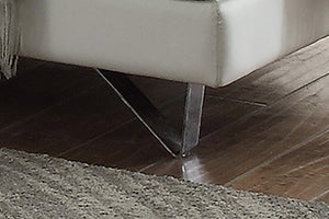 English Elm Living Room Furniture Sectional Sofa Set - Modern White Faux Leather With Adjustable Headrests & Chaise B011S00540