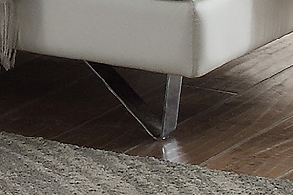 English Elm Living Room Furniture Sectional Sofa Set - Modern White Faux Leather With Adjustable Headrests & Chaise B011S00540