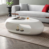 English Elm 53.93" Oval Coffee Table, Sturdy Fiberglass Table For Living Room, White, No Need Assembly