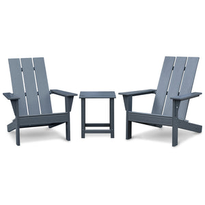 English Elm Outdoor Adirondack Chair Set of 2 with Side Table - HDPE All-Weather Fire Pit Chairs, Ergonomic Deep Seat, Dark Grey, Durable Outdoor Furniture W1889140911