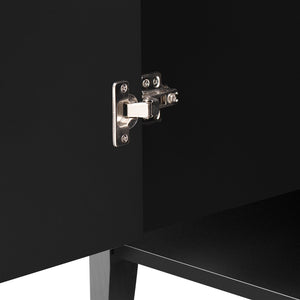 English Elm U-style Three Door Cabinet with Metal Handles Grain Panel Mdf and Pine Legs Black N711P334886B