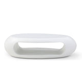 White Fiberglass Oval Coffee Table, No Assembly Required, 53.93