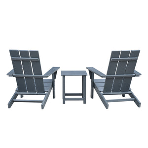 English Elm Outdoor Adirondack Chair Set of 2 with Side Table - HDPE All-Weather Fire Pit Chairs, Ergonomic Deep Seat, Dark Grey, Durable Outdoor Furniture W1889140911