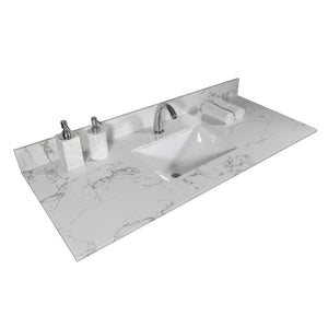 English Elm Montary Engineered Stone Vanity Top Carrara Veining Undermount Sink Polished Finish W50921985