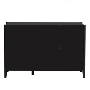 English Elm U-style Three Door Cabinet with Metal Handles Grain Panel Mdf and Pine Legs Black N711P334886B