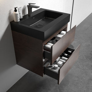 English Elm Bb02-24-109, Matte Black Quartz Sand Integrated Vanity Basin Architectural Bathroom Sink W1865P321773