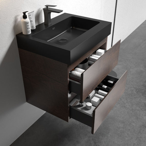 English Elm Bb02-24-109, Matte Black Quartz Sand Integrated Vanity Basin Architectural Bathroom Sink W1865P321773