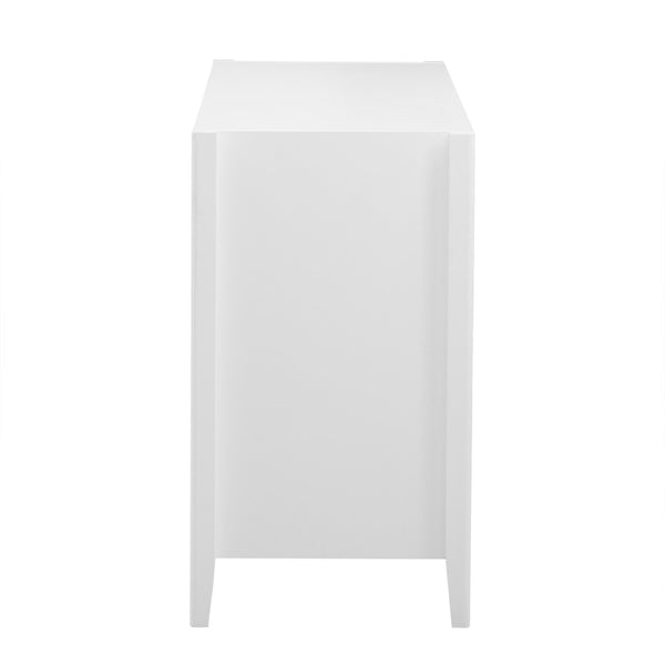 English Elm U-style Three Door Cabinet with Metal Handles Grain Panel Mdf and Pine Legs White N711P334886K