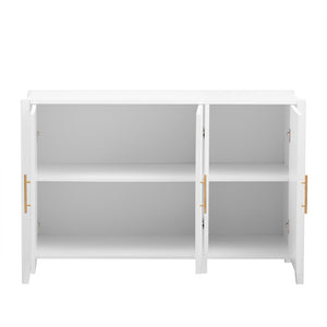 English Elm U-style Wavy Door Sideboard Painted Mdf Body Pine Legs Three Compartment Storage Cabinet N711P390208K