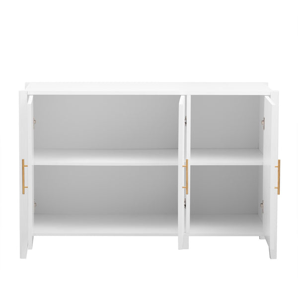 English Elm U-style Wavy Door Sideboard Painted Mdf Body Pine Legs Three Compartment Storage Cabinet N711P390208K