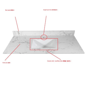English Elm Montary Engineered Stone Vanity Top Carrara Veining Undermount Sink Polished Finish W50921985