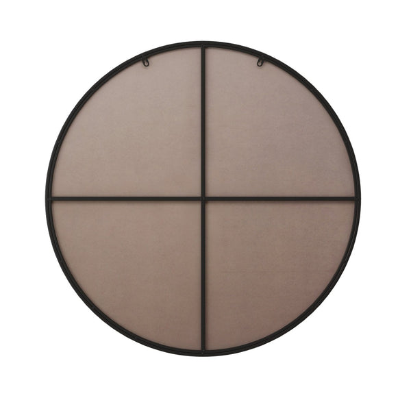 English Elm Wall Mirror 36 Inch Round Matte Metal Frame Modern Decor for Bath or Living Room Black W1435127088