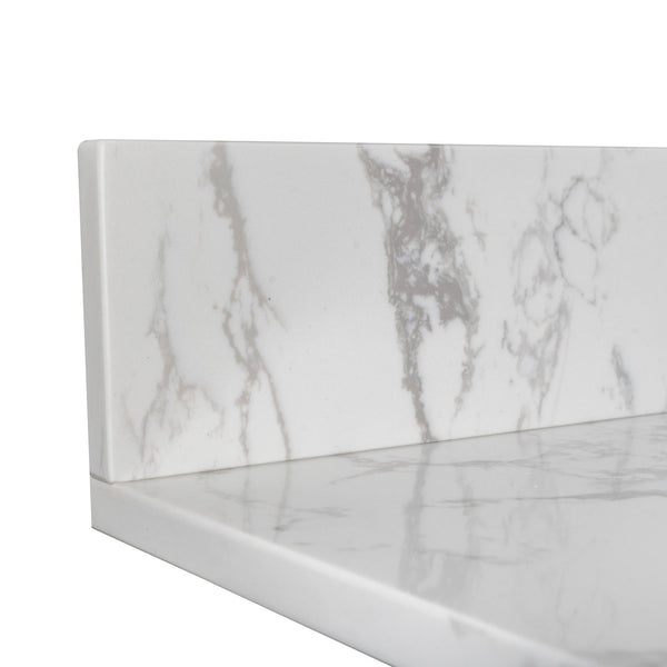 English Elm Montary Carrara White Marble Engineered Stone Vanity Top With Rectangular Sink & Backsplash, 43X22 W50921982