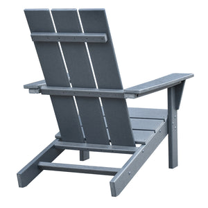 English Elm Outdoor Adirondack Chair Set of 2 with Side Table - HDPE All-Weather Fire Pit Chairs, Ergonomic Deep Seat, Dark Grey, Durable Outdoor Furniture W1889140911