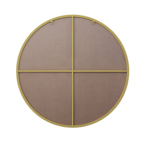 English Elm Wall Mirror 36 Inch Round Matte Metal Frame Modern Decor for Bath or Living Room Gold W1435127089