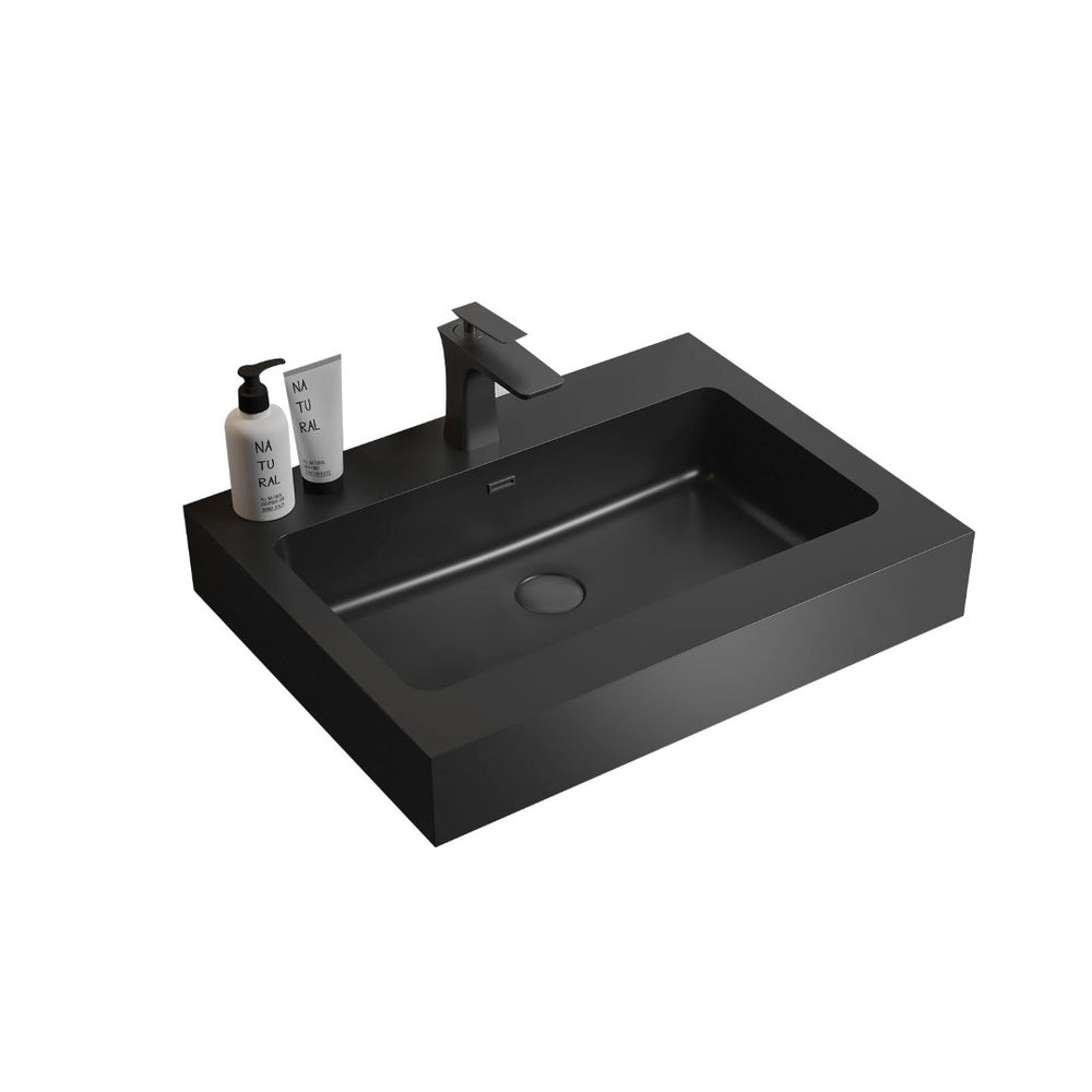 English Elm Bb02-24-109, Matte Black Quartz Sand Integrated Vanity Basin Architectural Bathroom Sink W1865P321773