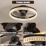 English Elm Ceiling Fans With Lights, Minimalist Ring Led Chandelier Fan With Remote Control Modern Ceiling Lamp For Bedroom Nursery Living Room