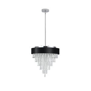 English Elm 18-inch Modern Crystal Chandelier with Black Velvet Shade, Adjustable Height, 8-Light G9 Elegance W1340120175