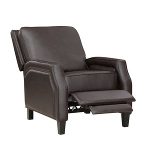 English Elm Push Back Reclining Chair Dark Brown Faux Leather Nailhead Trim Push-Back Recliner Solid Wood Frame B011128300