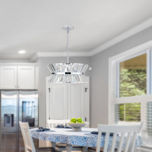 English Elm 16" Elegant Crystal Pendant Chandelier 7-Light Drum Fixture with K9 Crystals for Dining Room Ambiance Transparent W1340120165