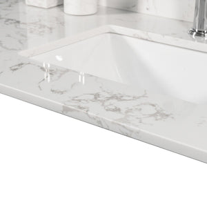 English Elm Montary Engineered Stone Vanity Top Carrara Veining Undermount Sink Polished Finish W50921985