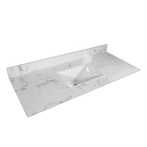 English Elm Montary Engineered Stone Vanity Top Carrara Veining Undermount Sink Polished Finish W50921985