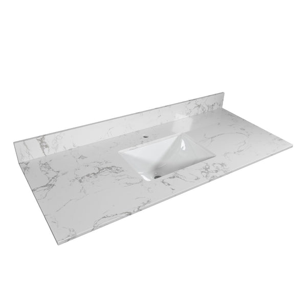 English Elm Montary Engineered Stone Vanity Top Carrara Veining Undermount Sink Polished Finish W50921985