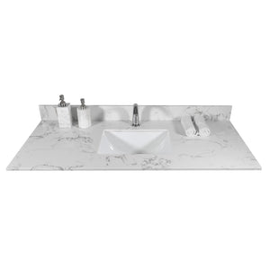 English Elm Montary Engineered Stone Vanity Top Carrara Veining Undermount Sink Polished Finish W50921985