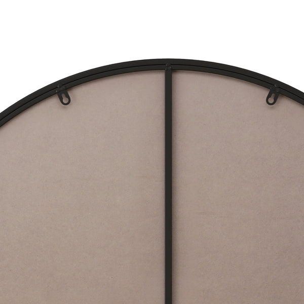 English Elm Wall Mirror 36 Inch Round Matte Metal Frame Modern Decor for Bath or Living Room Black W1435127088