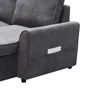 English Elm Mgea Modular Linen Sectional Sleeper Sofa with Storage Chaise for Small Spaces W975S00008