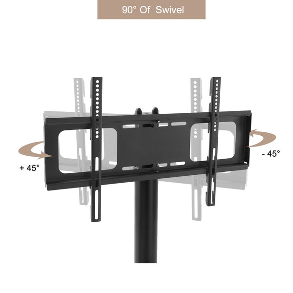 English Elm Height Adjustable Mobile Tv Stand with Tempered Glass Shelves and Full Motion Bracket W24105040