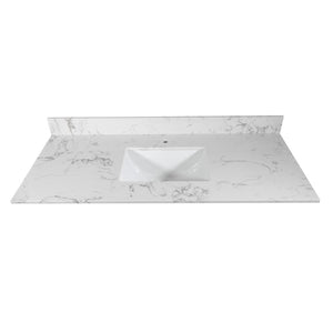 English Elm Montary Engineered Stone Vanity Top Carrara Veining Undermount Sink Polished Finish W50921985