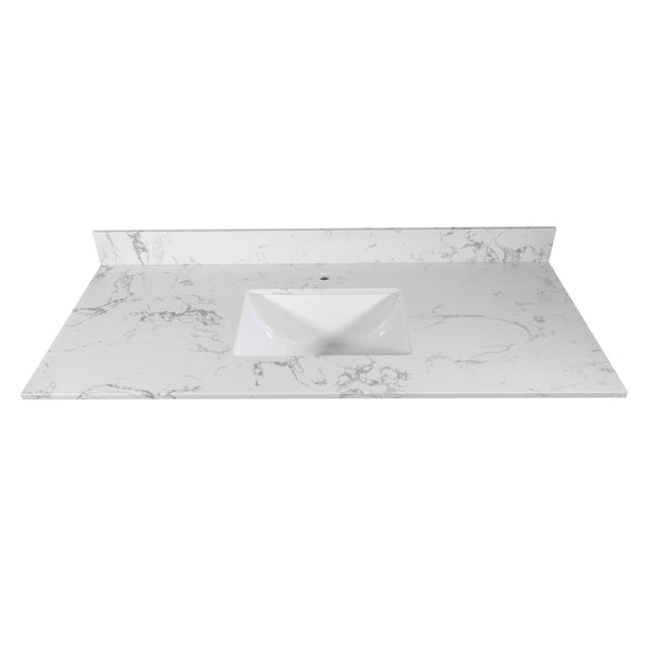 English Elm Montary Engineered Stone Vanity Top Carrara Veining Undermount Sink Polished Finish W50921985