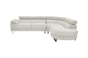 English Elm Living Room Furniture Sectional Sofa Set - Modern White Faux Leather With Adjustable Headrests & Chaise B011S00540