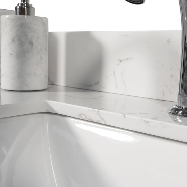 English Elm Montary Engineered Stone Vanity Top Carrara Veining Undermount Sink Polished Finish W50921985
