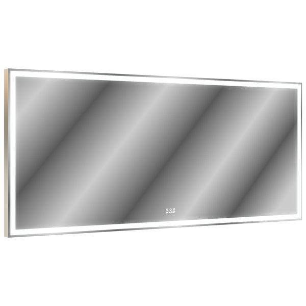 English Elm 72X32 Oversized LED Bathroom Mirror with 3-Mode Touch Light, IP44 Waterproof Aluminum Frame, Silver W708115598