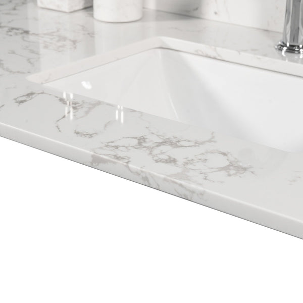 English Elm Montary Engineered Stone Vanity Top Carrara Veining Undermount Sink Polished Finish W50921985