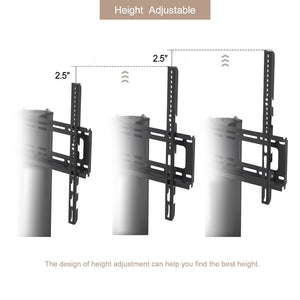 English Elm Height Adjustable Mobile Tv Stand with Tempered Glass Shelves and Full Motion Bracket W24105040