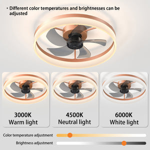 English Elm Ceiling Silent Dimmable LED Fan Light with Remote, Ultra-Quiet 21dB, 6-Speed Modern Thin Design Rose Gold W1340120486